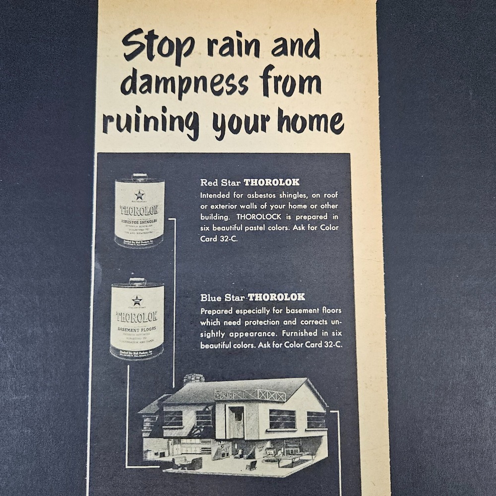 1953 Thorolok/Thoroclear Vintage Print Ad Standard Dry Wall Inc New Eagle PA
